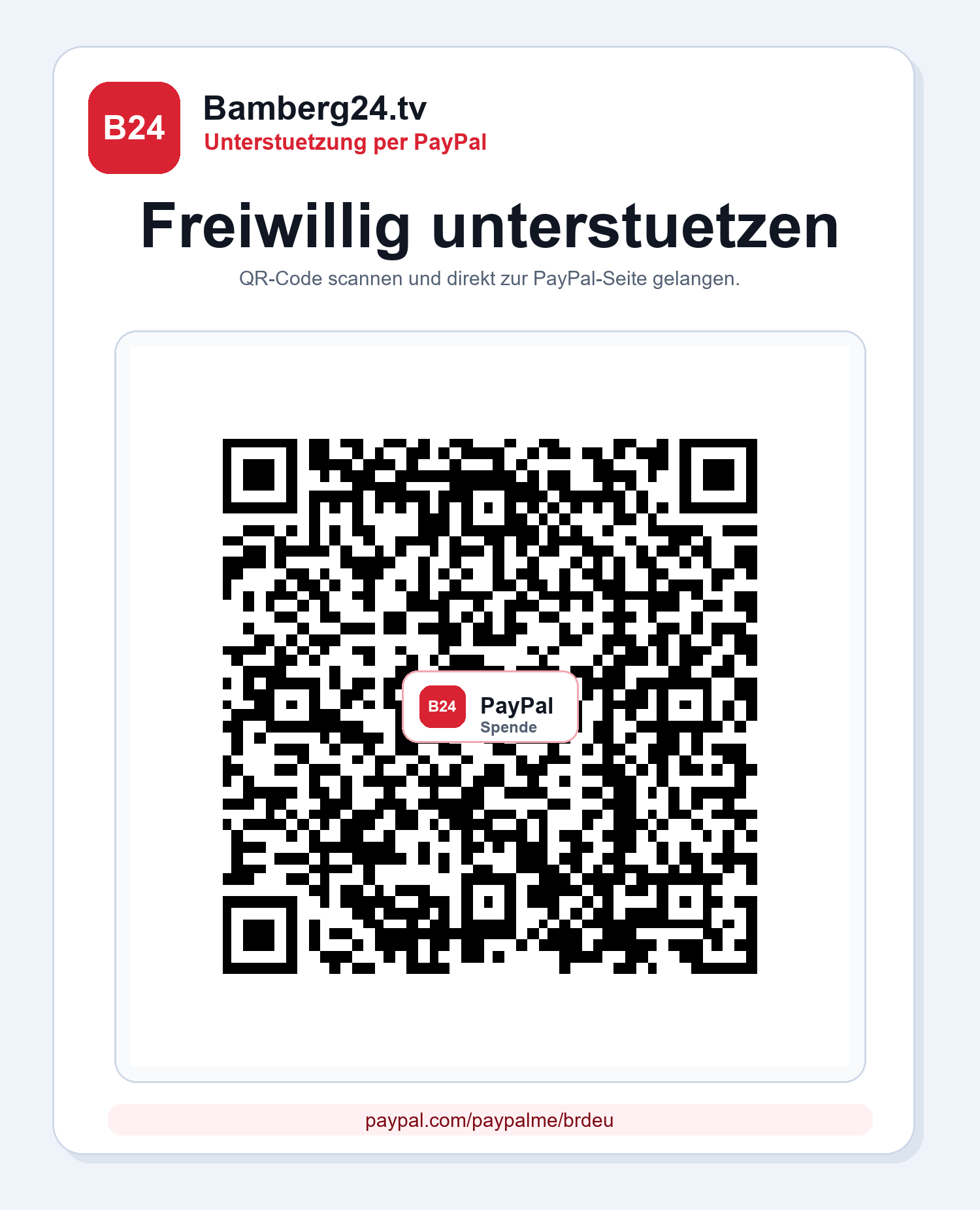 PayPal Spenden QR-Code f&uuml;r Bamberg24