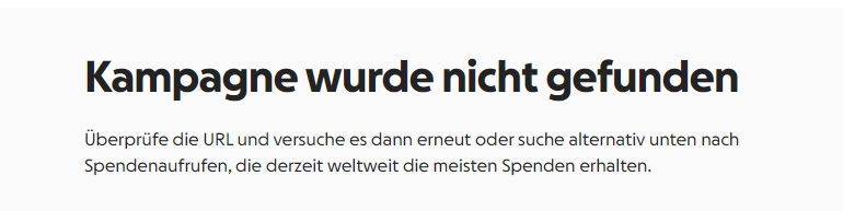 GoFundMe-Hinweis Kampagne wurde nicht gefunden