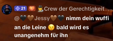 Screenshot aus einem Live mit drohender Aussage