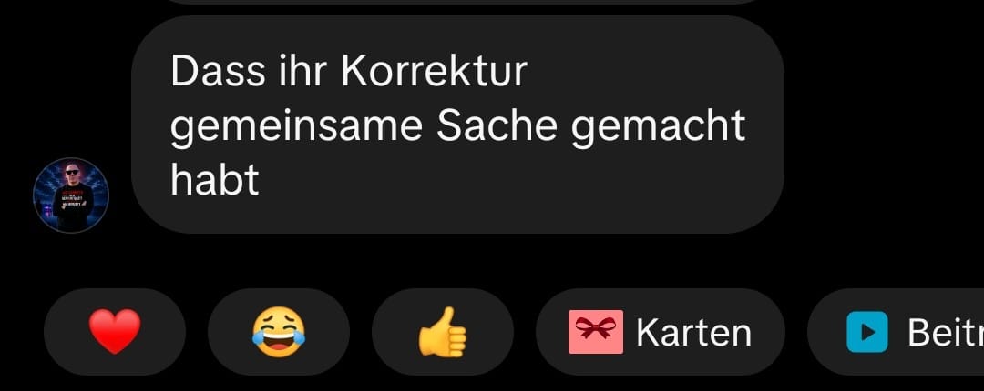 Screenshot einer weiteren Nachricht an Bamberg24.tv